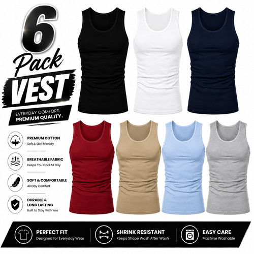 Pack men vest - 6, 100%