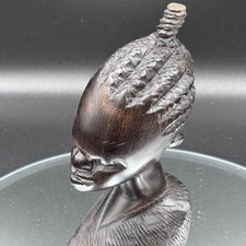 Hand-Carved Tribal Wooden Head Bust — Dark Hard Wood Sculpture African