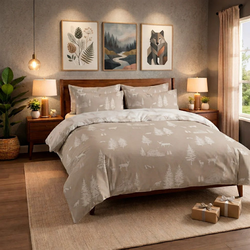 Christmas winter lodges duvet - christmas,