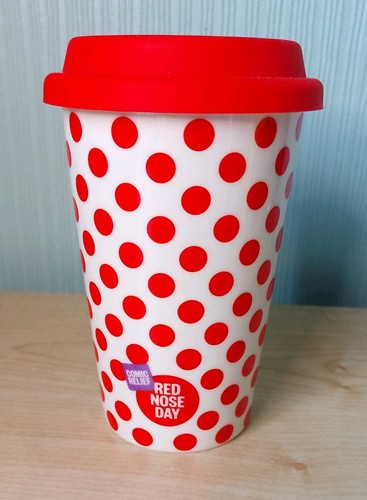 Comic relief travel mug red - relief,
