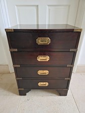 Military Campaign Chest of 4 Drawers Cabinet Side Table Brass Bound Bindings