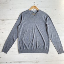 Men’s COS Pure Wool Jumper Size L Sweater Fine Knit Grey Marl