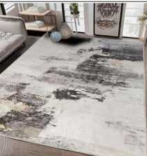 Large Living Bedroom Rug Abstract Short Pile Soft Grey Shades Multi 160x200cm