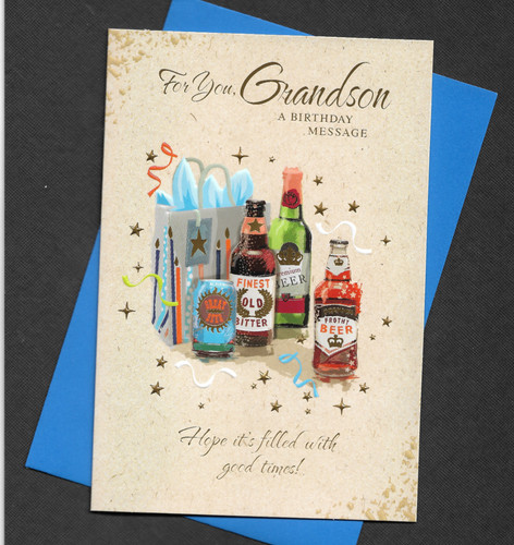 Grandson birthday card beer - grandson,