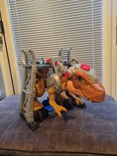 Huge Imaginext Jurassic World Lights and Sounds T-Rex Dinosaur With Cage 
