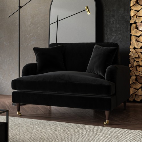 Black velvet loveseat with - velvet,