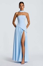 Women's Boob Tubes High Split Bodycon Long Party Cocktail Ruffles Swing Dress UK