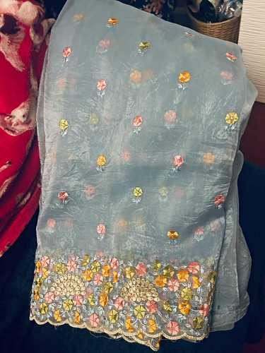 Powder blue crush embroidered