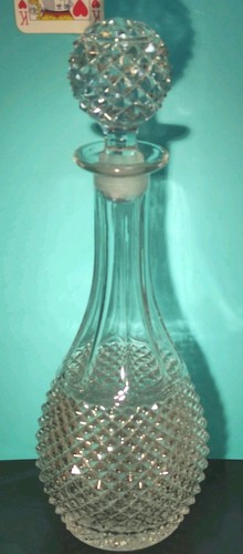 Crystal decanter carved - crystal,