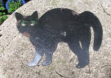 Vintage Black Sheet Metal Cat Garden Bird Scarer / Decoration. Wall Hanging