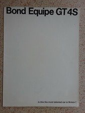 BOND EQUIPE GT4S - ORIGINAL CAR SALES BROCHURE - VERY RARE ITEM From 1964/65.