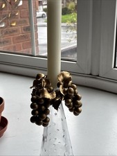 Candle Decoration of A Bunch of Gold Coloured Grapes with Leaves. Used.