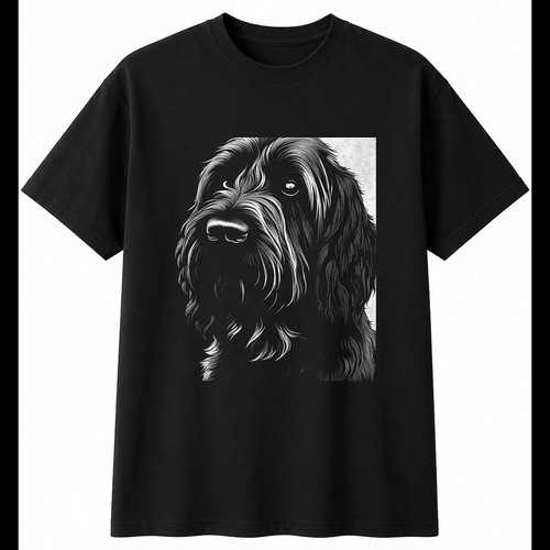 Greyscale briard portrait dog - greyscale,