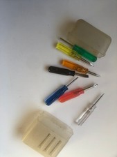 set of 7 small tools, screwdrivers, bradawl