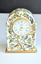 Gorgeous Rare Halcyon Days Enamel Miniature Clock Birds, Flowers & Butterflies