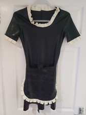NEW Latex Rubber Maid Dress Uniform with Apron Sissy waitress Servant cosplay UK