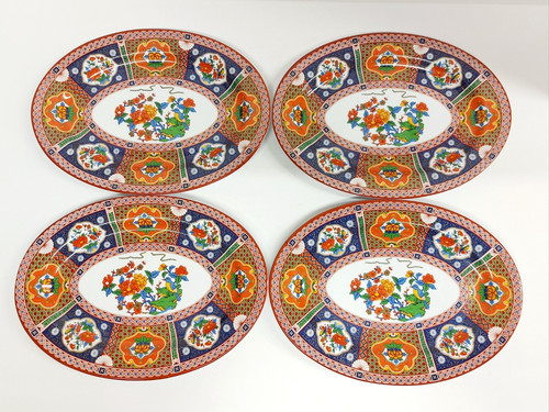 Imari oval plates floral - 4x,
