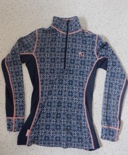 Kari Traa 100% snowflake pattern Merino wool Zip Neck  Base Layer Top Size M