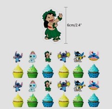12 X Stitch & Lilo Cake Picks,Cupcake Toppers Kids Birthday Party Decoration 