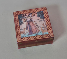 Vintage Storage Box Small Wood And Metal Storage Box Lady Pictured on The Top