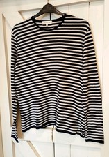 Frederik Anderson Copenhagen Mens  Cotton Blend Navy Striped Jumper-Size XL