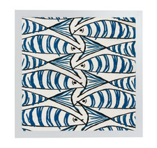 Padstow Blue Fish Fabric in a