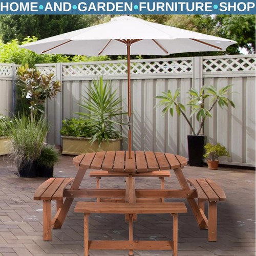 Wooden round picnic table - wooden,