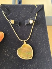 Silver Tone Mother of Pearl Heart Necklace & Earrings Set – Boxed Gift