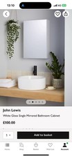 John Lewis White Gloss Single Mirrored Bathroom Cabinet RRP £100