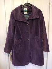 White Stuff Purple Velvet Funnel Neck Coat Size 10