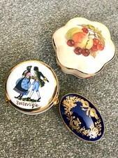 Limoges Gold Ribbon/Royal Worcester/Courting Couple Trinket Box Job Lot (3pcs)