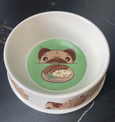 Pet dog bowl bamboo small - bowl, pug