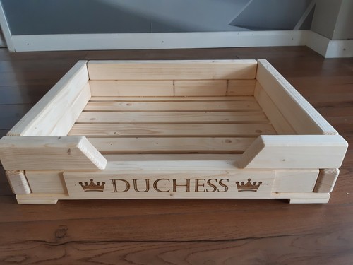 Wooden dog bed - dog, personalised