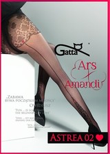GATTA Astrea 02 Tights, Floral Lace Panty, Back Seam, Heart Trim, Matte Finish
