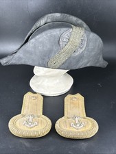 Antique Ravencroft Bicorne Royal Navy Hat Epaulettes Original Box Rare 1870’s