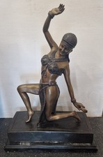 Art Deco French Bronze Sculpture of Russian Dancer, Bronze Base, After Chiparus