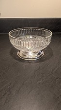 Crystal Vintage Glass Bowl Dish Sweet Exgraved Metal Silver Base Wedding Gift