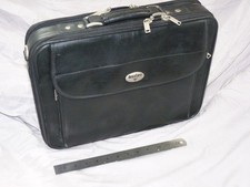 ANTLER Black Leather Laptop Case - Adjustable Shoulder Strap - Zips & Pockets