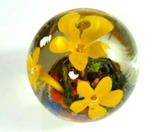 Clear Glass Yellow Flowers