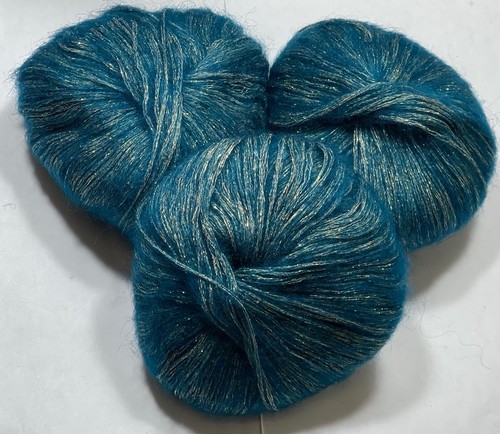 Teal glitter mohair yarn - glitter,