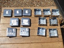 MK Metal single light switches x3 /sockets x2  fused Spur x2 with back boxes (C