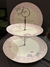 Laura Ashley Home Butterfly Garden 2 Tier Cake Stand In Original Box VGC