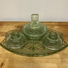 Gorgeous Glass Dressing Table Set Green Vintage