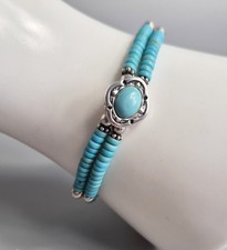 Native American Bracelet Quoc QTC Sterling Silver & Turquoise Beaded Statement