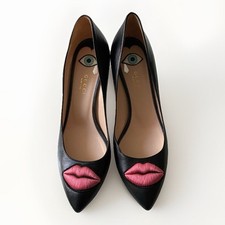 GUCCI Lip Black Leather Pumps