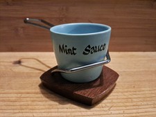 Mint Sauce Pot With Teak Wyncraft Holder - Rare 1960's Lord Nelson Pottery Retro
