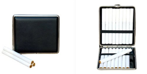 Black faux leather cigarette - black,