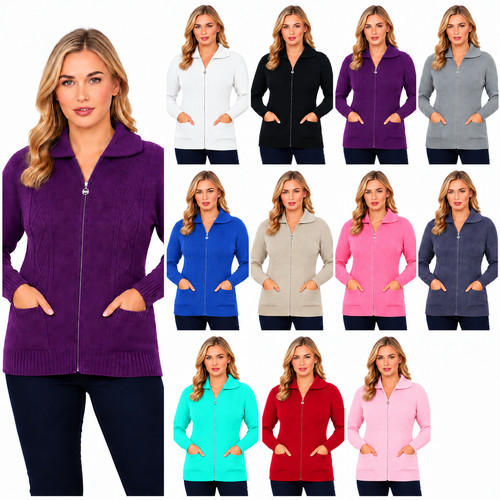 Ladies women zip cardigan - ladies,