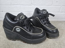 POD Vintage 90s Women’s Chunky Block Heel Moccasin Shoes Black Size UK 8  EU 42