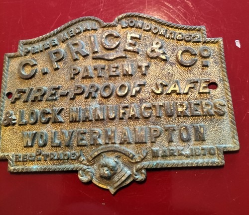 Vintage brass safe - brass, plaque
